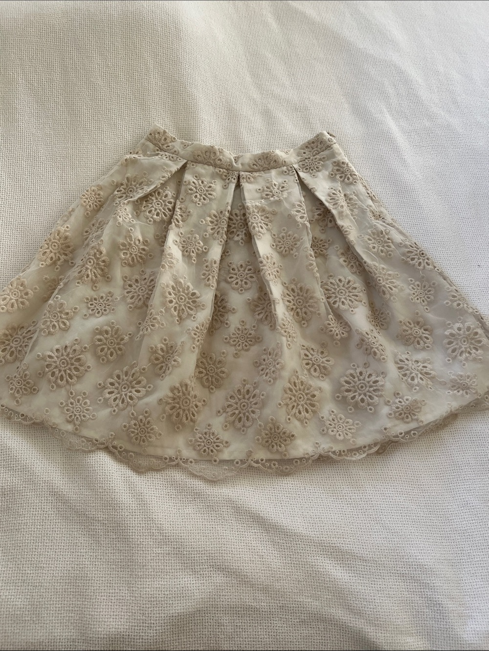 Darling Cream Eyelet Floral Circle Skirt
